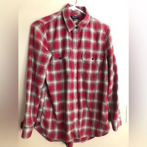 MADEWELL Red Plaid Flannel Double Pocket Shirt  Size S
